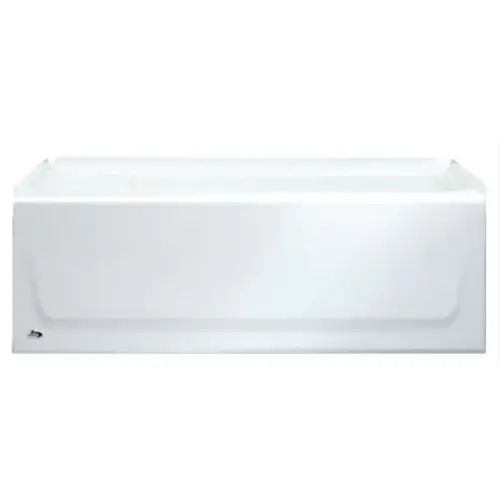 KONA Bathtub, 34 gal Capacity, 54 in L, 30 in W, 15-1/4 in H, Alcove Installation, Steel, White