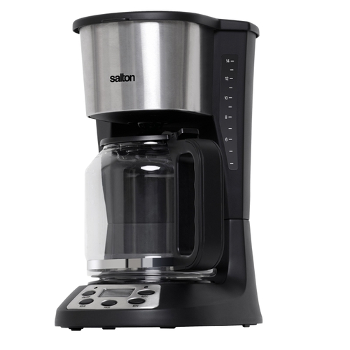 Salton FC1667 Coffee Maker, 14 Cup Capacity, Stainless Steel, Black, On/Off Switch Control