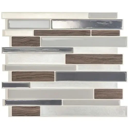 Mosaik Series Wall Tile, 11.27 in L Tile, 9.64 in W Tile, Straight Edge, Milano Argento Pattern Brown/Gray - pack of 4