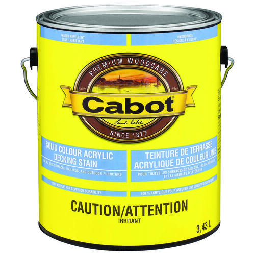 Cabot 142.0001801.007 Exterior Solid Color Latex Decking Stain, 3.7 l, Liquid, Slight, White, 205 deg F Flash - pack of 4