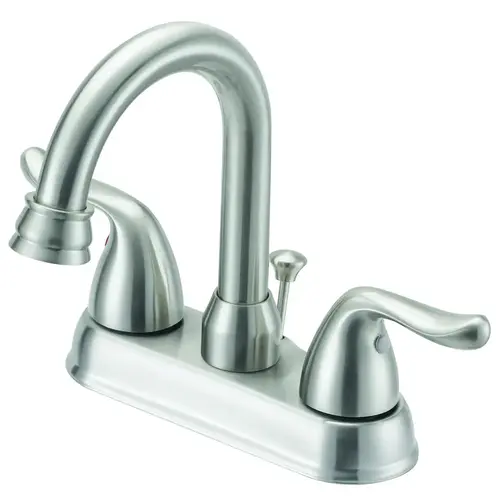 Lavatory Faucet, 1.2 gpm, 2-Faucet Handle, 3-Faucet Hole, Metal/Plastic, Brushed Nickel