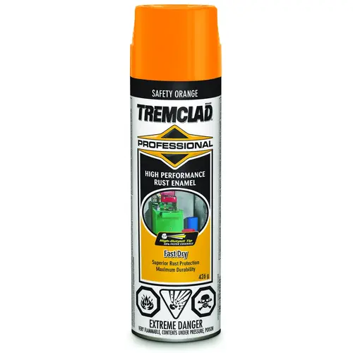 TREMCLAD Rust Enamel Paint, Gloss, Safety Orange, 426 g, Aerosol Can