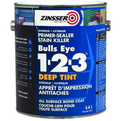 Bulls Eye 1-2-3 Deep Tint Primer, Liquid, White, 3.6 L, Can