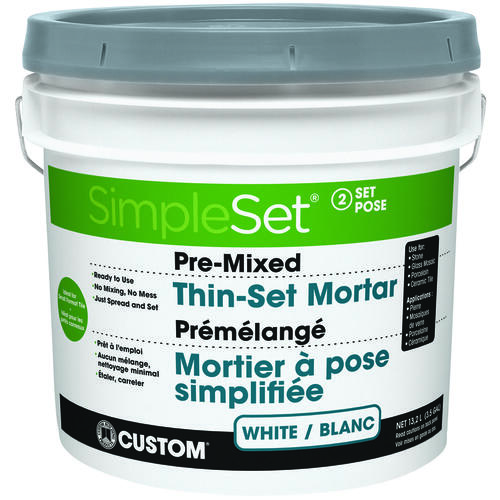 SimpleSet Series Thinset Mortar, White, Paste, 3.5 gal Pail