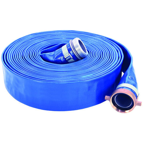 Discharge Hose, 2 in ID, 50 ft L, Male x Female, PVC, Blue