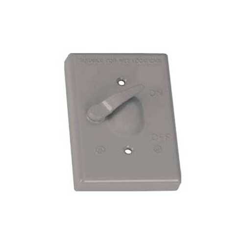 Toggle Switch Cover, 4-9/16 in L, 2-13/16 in W, Rectangular, Metal, Gray, Powder-Coated