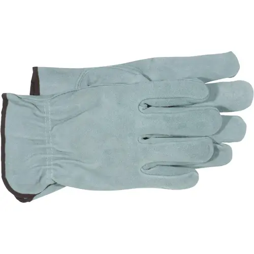 Boss B81162-XL Driver Gloves, XL, Keystone Thumb, Open, Shirred Elastic Back Cuff, Cowhide Leather, Gray Pair