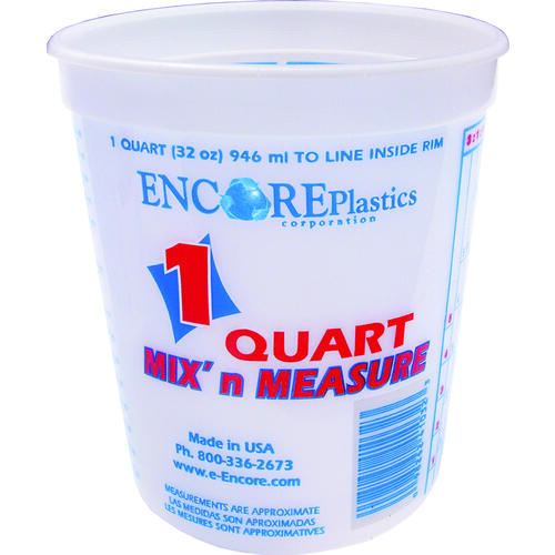 ENCORE Plastics 1000877 300343 Paint Container, 1 qt Capacity, Plastic