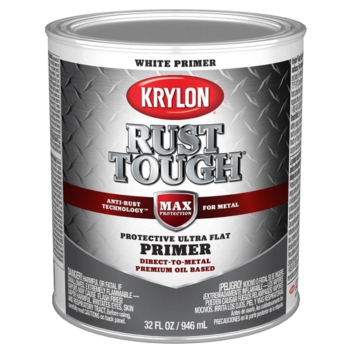 KRYLON K09718008 Rust Tough Primer, Ultra Flat, White, 1 qt