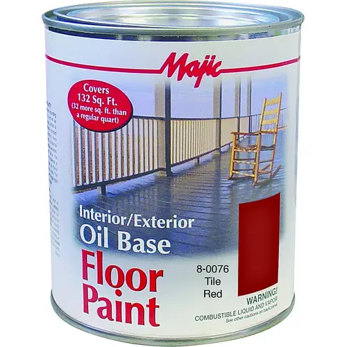 Floor Paint, Medium-Gloss, Tile Red, 1 qt Pail