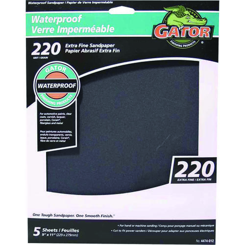 GATOR 4474-012 Sanding Sheet, 11 in L, 9 in W, 220 Grit, Garnet Abrasive - pack of 5