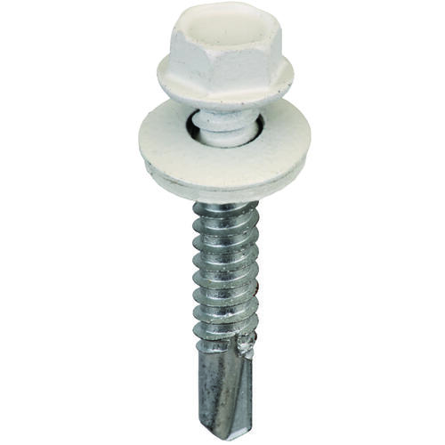 Screw, #14 Thread, Hex Drive, Self-Drilling, Self-Tapping Point, Steel, 250 BAG