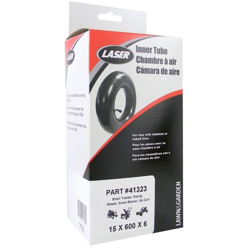 Laser Key Products 41323 Inner Tube, Straight Stem Valve, Butyl Rubber, For: 15 in Tire