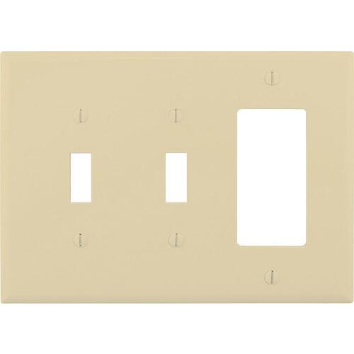 Eaton PJ226V Combination Wallplate, 4-7/8 in L, 6-3/4 in W, 3 -Gang, Polycarbonate, Ivory