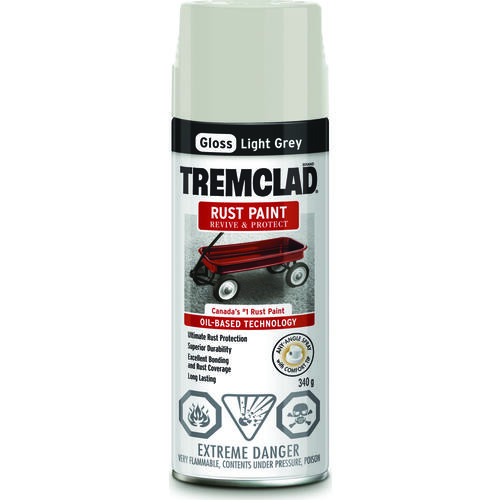 TREMCLAD Rust Spray Paint, Gloss, Light Gray, 340 g, Aerosol Can