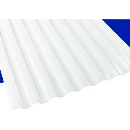 Corrugated Panel, 12 ft L, 26 in W, Greca 76 Profile, 0.032 in Thick Material, Polycarbonate, Opal White