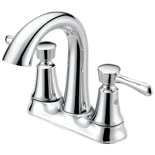 Lavatory Faucet, 1.2 gpm, 2-Faucet Handle, 3-Faucet Hole, Metal/Plastic, Chrome Plated