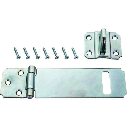 ProSource LR-124-BC3L-PS Safety Hasp, 4-1/2 in L, 4-1/2 in W, Steel, Zinc, 7/16 in Dia Shackle, Loose Staple Silver