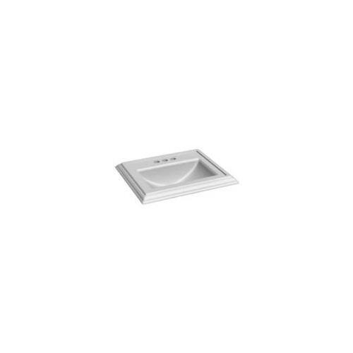 Foremost 17-0037-4W Bathroom Sink, Square Basin, 4 in Faucet Centers, 3-Deck Hole, 22 in OAW, 7-1/2 in OAH, White