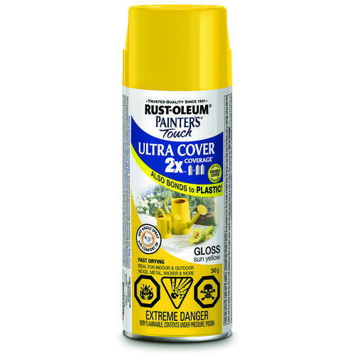 PAINTER'S Touch Spray Paint, Gloss, Sun Yellow, 340 g, Aerosol Can