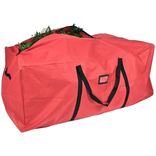 Tree Storage Bag, XL, 6 to 9 ft Capacity, Polyester, Red, Zipper Closure, 59 in L, 27 in W