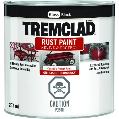 TREMCLAD Rust Paint, Gloss, Black, 237 mL, Can