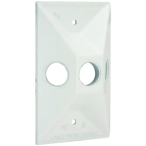 Cluster Cover, 4-19/32 in L, 2-27/32 in W, Rectangular, Zinc, White, Powder-Coated