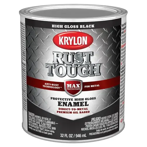 Rust Tough Enamel, Gloss, Black, 1 qt - pack of 2