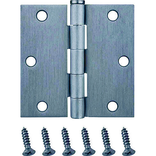 Square Corner Door Hinge, Steel, Satin Chrome, Loose Pin, 180 deg Range of Motion - pack of 2