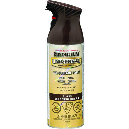 UNIVERSAL Enamel Paint, Gloss, Espresso Brown, 340 g, Aerosol Can