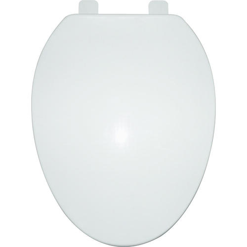 Toilet Seat, Elongated, Polypropylene, White, Plastic Hinge