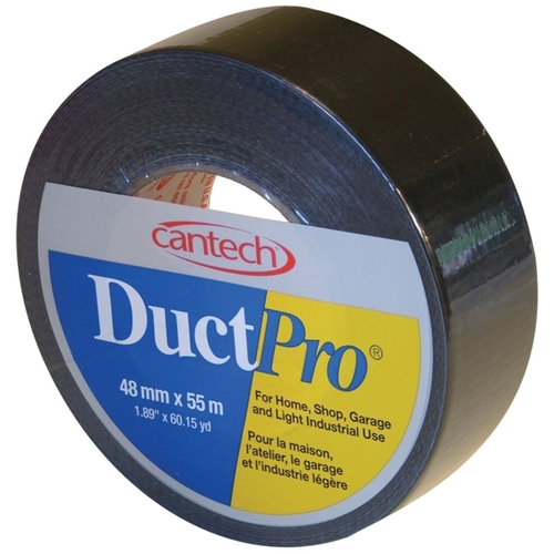 DUCTPRO 39701 Duct Tape, 55 m L, 48 mm W, Polyethylene Backing, Black