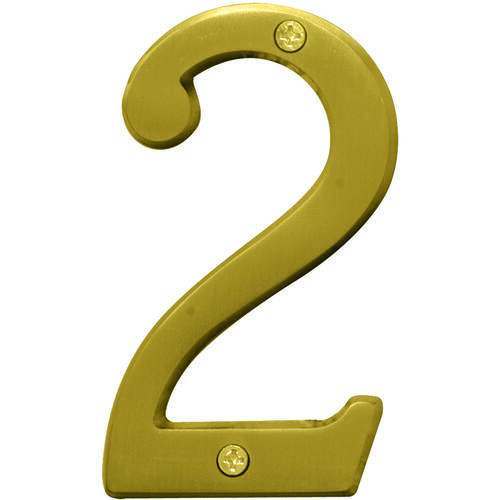 Prestige Series House Number, Character: 2, 4 in H Character, Brass Character, Brass - pack of 3