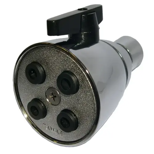 Shower Head, Round, 1.8 gpm, 1/2-14 NSPM Connection, Threaded, 4-Spray Function, Zinc Chrome