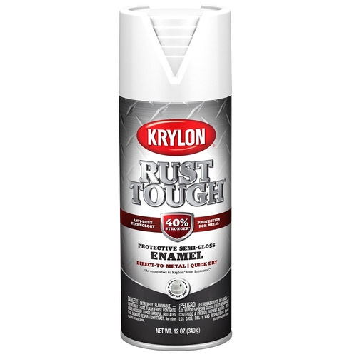 Rust Tough 12 Oz. Semi-Gloss Alkyd Enamel Spray Paint, White