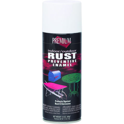 Rust-Preventative Spray Paint, Satin, White, 12 oz, Aerosol Can