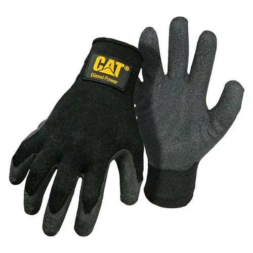 CAT CAT017400M 017400M String Knit Gloves with Diesel Power Logo, Men's, M, Wing Thumb, Cotton/Poly, Black Pair