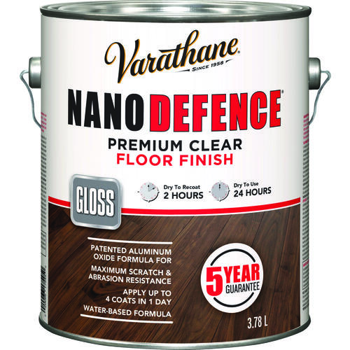 NANO DEFENCE Premium Floor Finish, Gloss, Liquid, Clear, 3.78 L, Can