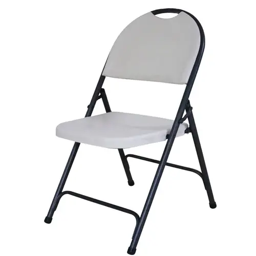 Simple Spaces CHR-001P-XCP4 Folding Chair, 17-3/4 in OAW, 21-3/4 in OAD, Steel Frame, White/Hammertoe Gray Frame - pack of 4