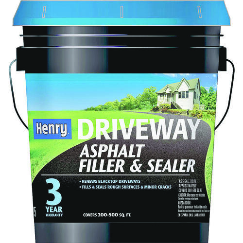 HENRY HE175074 Driveway Asphalt Filler and Sealer, Liquid, Black/Brown, 4.75 gal Pail