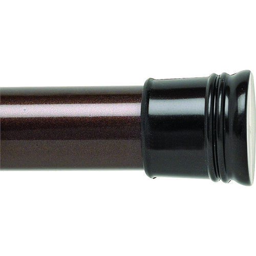 Shower Curtain Rod, 42 to 72 in L Adjustable, 1 in Dia Rod, Plastic/Steel, Oil-Rubbed Bronze