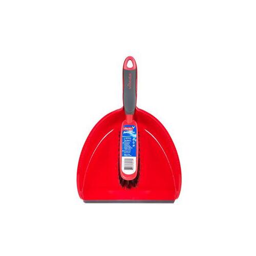 Vileda 148237 Dustpan, 12.9 in L, 9.2 in W, Plastic, Black/Red