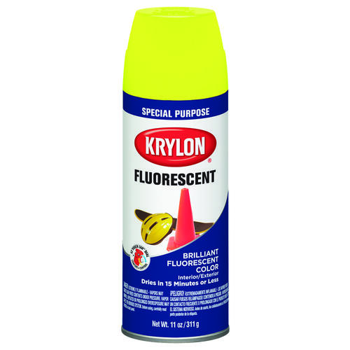KRYLON K03104888 Fluorescent Paint, Gloss, Lemon Yellow, 11 oz, Aerosol Can
