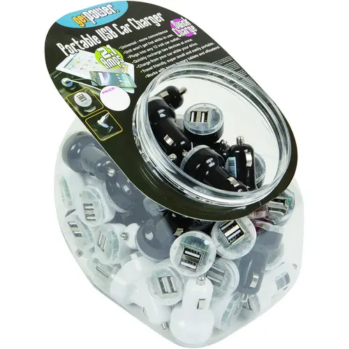 GetPower CWP-2USBBOWLDCM Car Adapter, 12 V Output, 2.4 A Charge, Multi-Color - pack of 50
