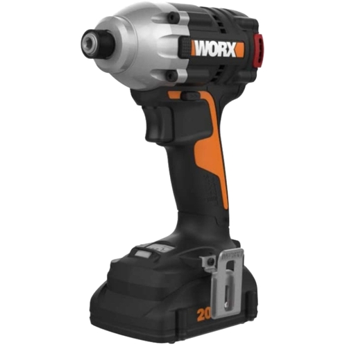 Worx WX261L Cordless Impact Driver with Brushless Motor, Battery Included, 20 V, 2 Ah, 1/4 in Drive, 4000 bpm IPM