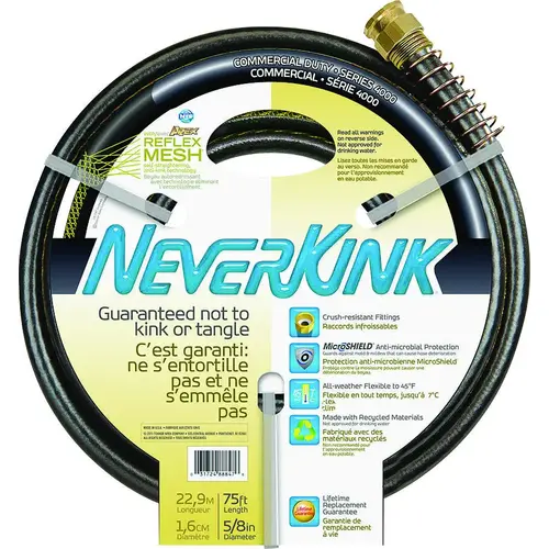 Neverkink 8845-75/8844-075 PRO Commercial Duty 8845-75 Water Hose, 5/8 in, 75 ft L, Threaded