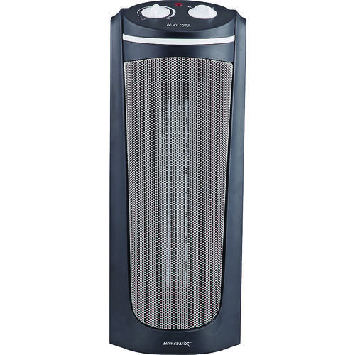 Ceramic Tower Heater, 12.5 A, 120 V, 900/1500 W, 1500W Heating, 2-Heat Settings, Black