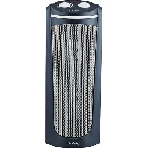 PowerZone HPQ15A-M Ceramic Tower Heater, 12.5 A, 120 V, 900/1500 W, 1500W Heating, 2-Heat Settings, Black