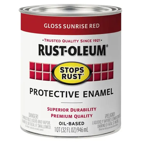 Stops Rust Protective Enamel Paint, Gloss, Sunrise Red, 1 qt