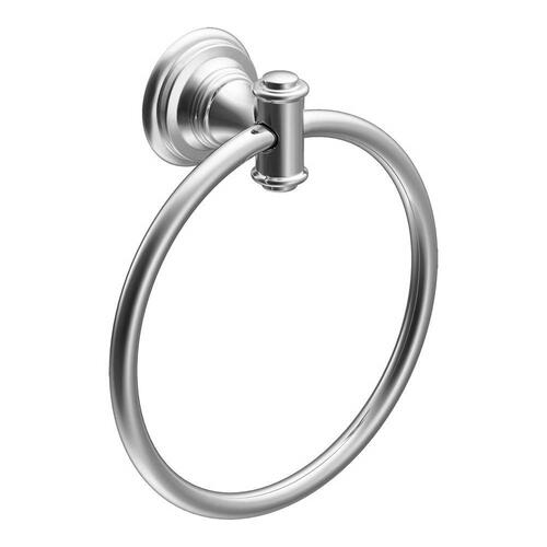 Moen DN9186CH Ellsworth Series Towel Ring, 6 in Dia Ring, 22 lb, Aluminum/Zinc, Chrome, Screw Mounting